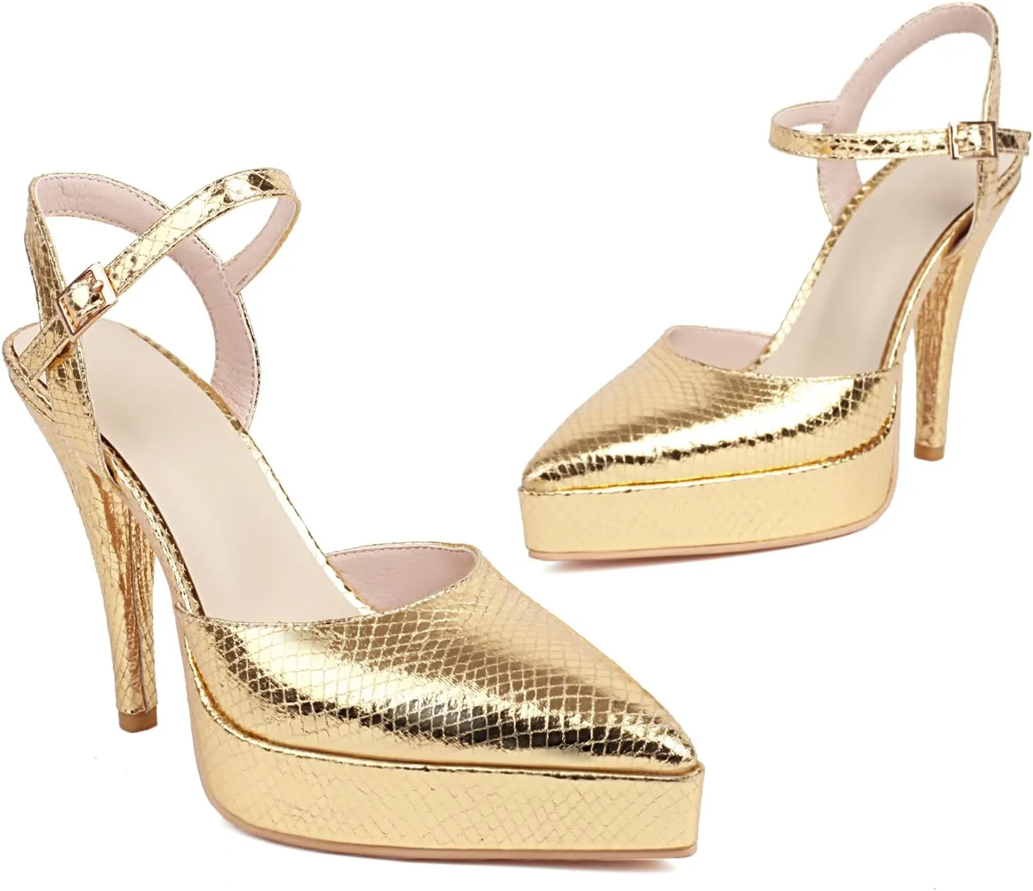 Women's Platform Pointed Closed Toe Pumps Ankle Strap Buckle Stiletto High Heels Slingback Concise Cosplay Prom Casual Mary Jane Daily Wear Fashion Business Dress Shoes