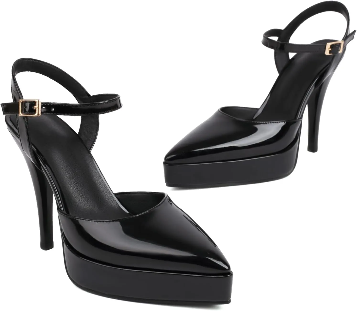 Women's Platform Pointed Closed Toe Pumps Ankle Strap Buckle Stiletto High Heels Slingback Concise Cosplay Prom Casual Mary Jane Daily Wear Fashion Business Dress Shoes