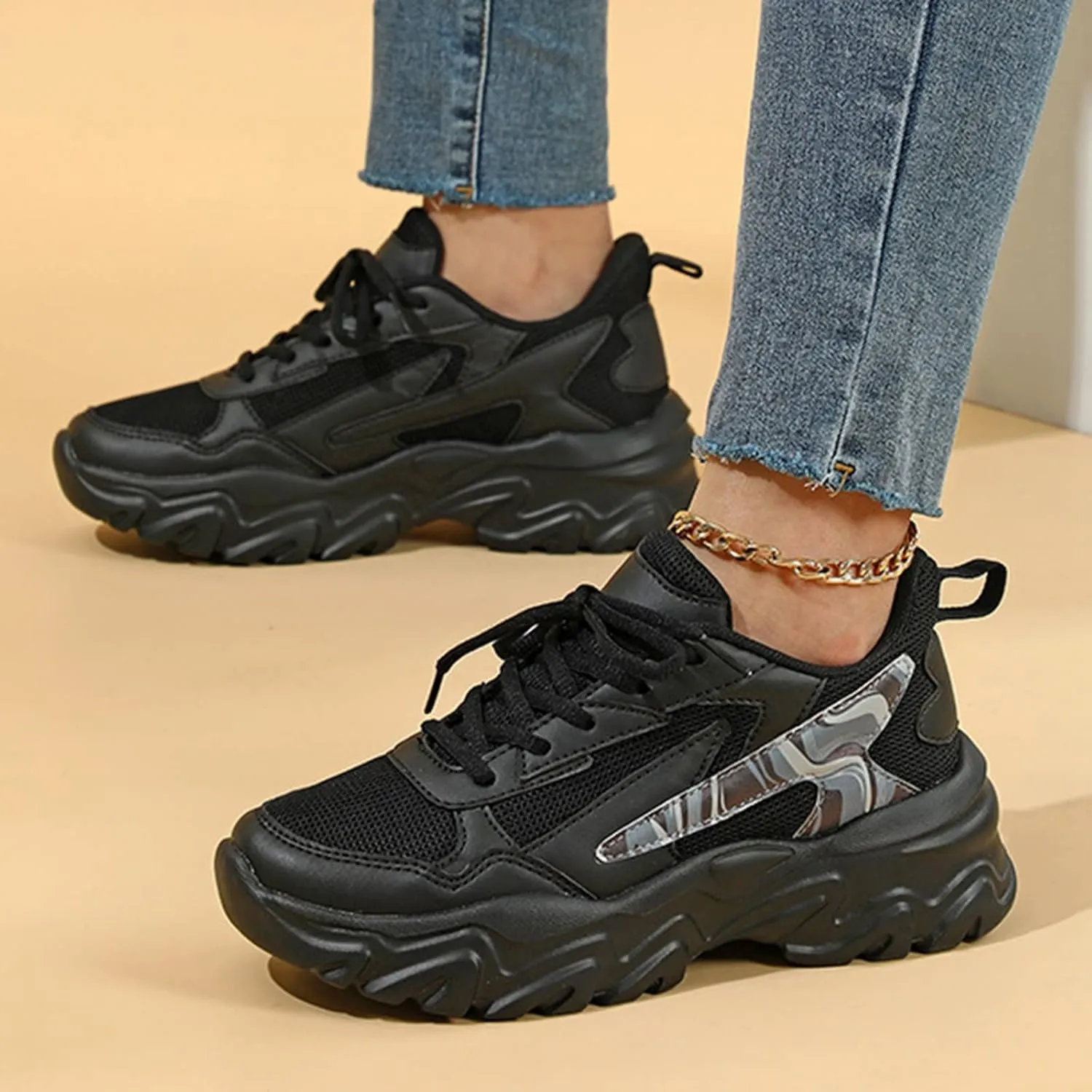 Womens Shoes Sneakers Wide Width Zapatos Antiderrapantes para Mujer Cocina Canvas Shoes for Women Black Black Workout Sneakers for Women Womens Black Slip Resistant Tennis Shoes