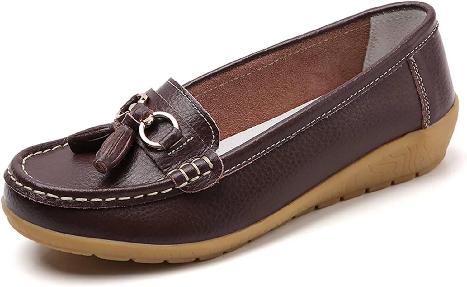 Women’s Slip-on Loafers Womens Walking Flat Loafer Slip On Leather Loafer Comfortable Flat Shoes Outdoor Driving Shoes