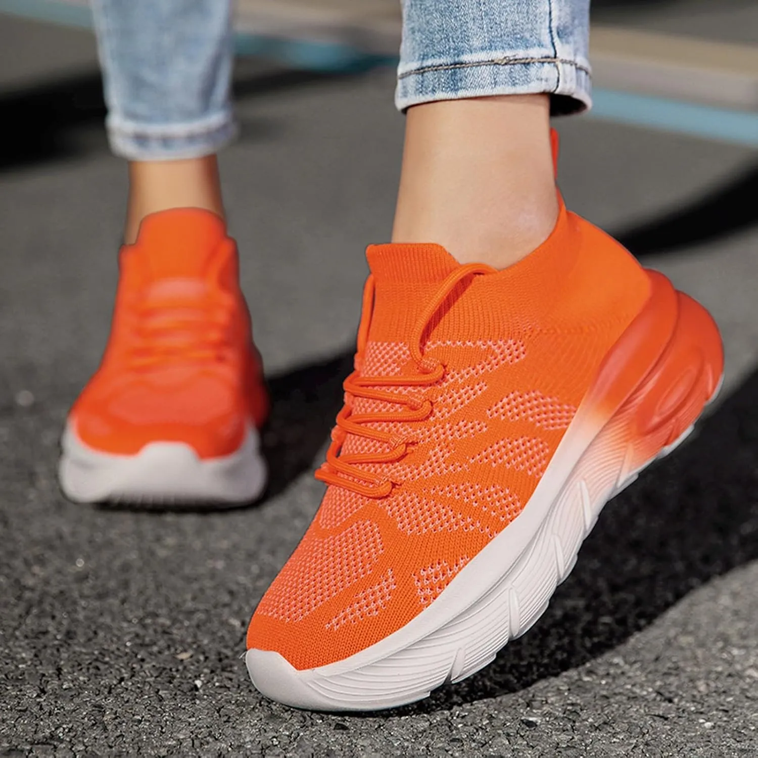 Women's Spring and Summer Fashion Solid Color Mesh Lace Up Sneakers Casual Comfortable Womens Size 8 Water Socks