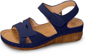 Women's Summer Fashion Leather Sandals Breathable Comfortable Lightweight Shoes Sandal Low Heel