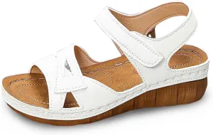 Women's Summer Fashion Leather Sandals Breathable Comfortable Lightweight Shoes Sandal Low Heel