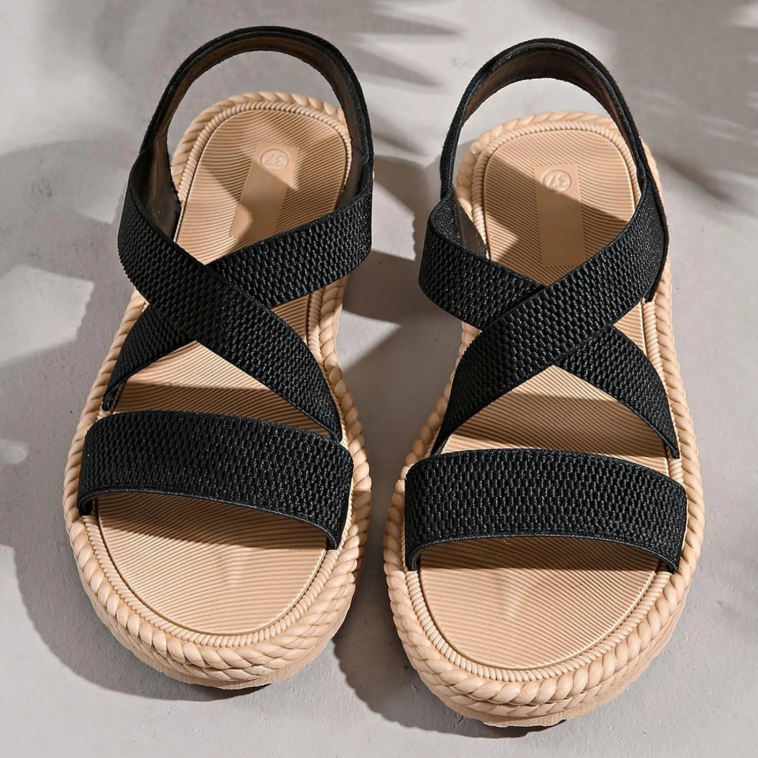 Women's Summer Fashion Open Toed Sandals With Elastic Temperament Breathable Shoes Sneaker Sandal