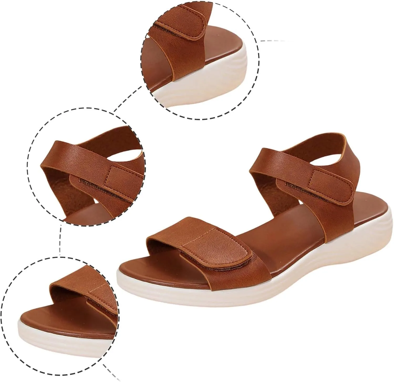 Women's Summer Flat Sandals Casual Comfortable Beach Walking Shoes for Women Fashionable Open Toe Slide Sandals