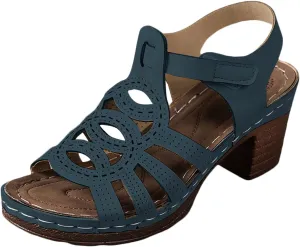 Women's Summer Outer Bottom Middle Heel Hollow Out Sandals High Heels Sports Footwear