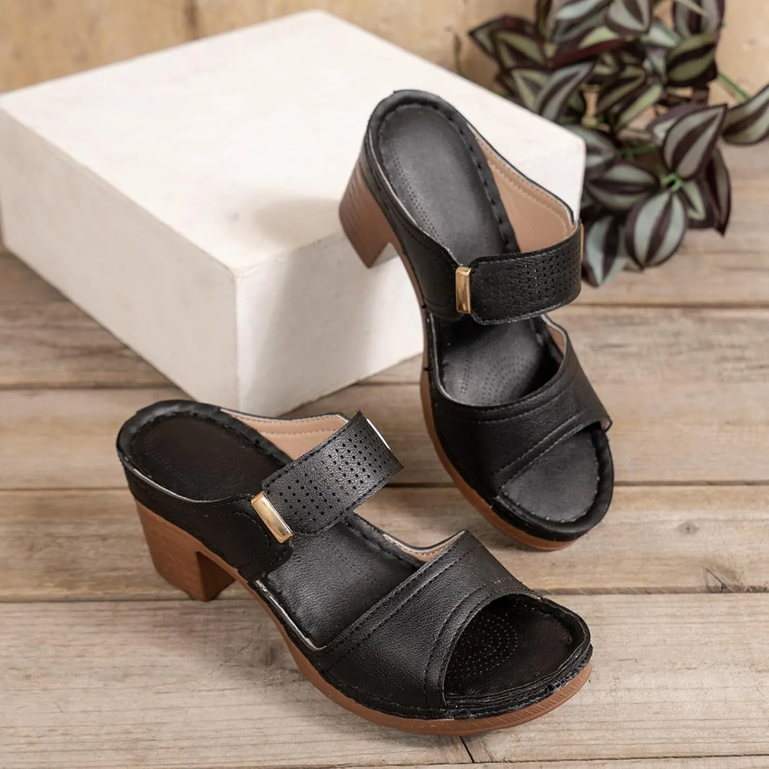 Women's Summer Piece High Heeled Women's Plus Size Thick Heel Round Head Sandals Clear Jelly Sandals for Women Size 12