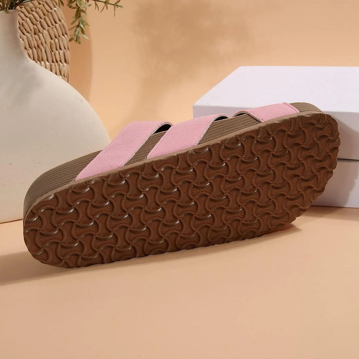 Women's Summer Slide Sandals Comfortable Thick Platform Casual Beach Vacation Wide Fit Flat Strappy Footwear