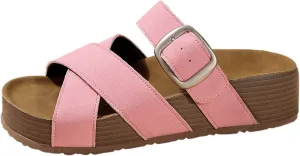 Women's Summer Slide Sandals Comfortable Thick Platform Casual Beach Vacation Wide Fit Flat Strappy Footwear