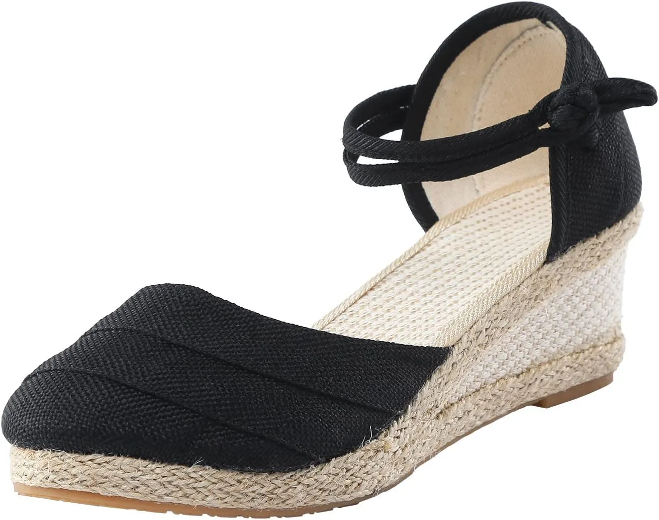 Women's Wedge Sandals Closed Toe Espadrille Sandals With Ankle Wrap Classic Summer Platform Sandals Dressy Canvas Sandals