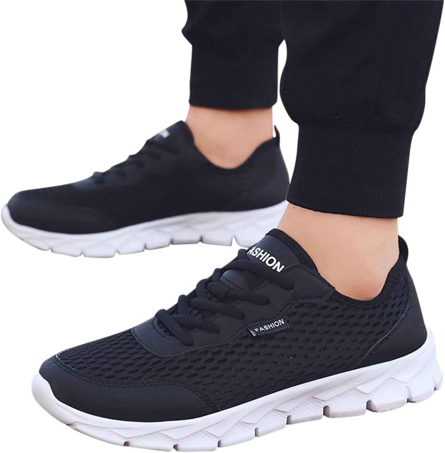 Womens White Tennis Shoes Black Sneakers for Women Men's Running Shoes Comfortable Dressy Slip on Black Loafers Women Platform Women's Sneakers with Arch Support