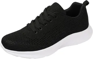 Womens White Tennis Shoes Black Sneakers for Women Men's Running Shoes Comfortable Dressy Slip on Black Loafers Women Platform Women's Sneakers with Arch Support