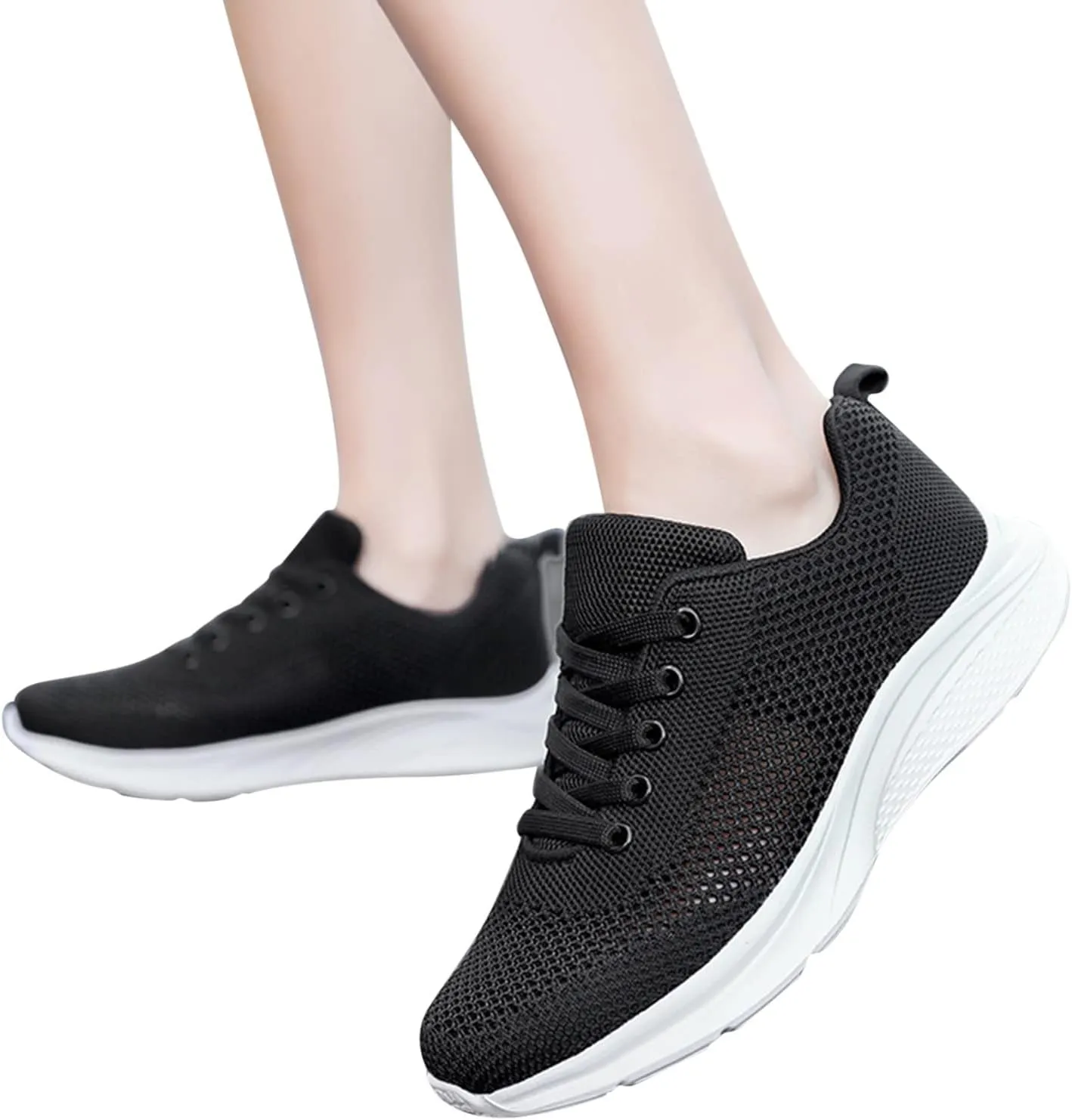 Womens White Tennis Shoes Black Sneakers for Women Men's Running Shoes Comfortable Dressy Slip on Black Loafers Women Platform Women's Sneakers with Arch Support