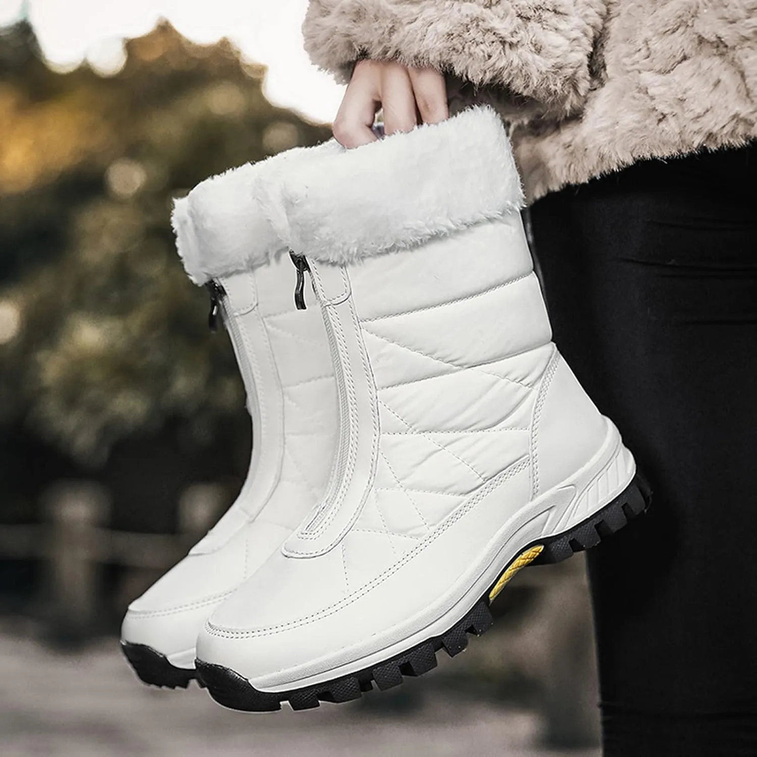 Womens Wide Width Fleece Lined Waterproof Snow Boots Winter Waterproof Boots for Women Tall Women's Waterproof Snow Booties Winter Boots for Women Waterproof Botas De Mujer Para El Frio