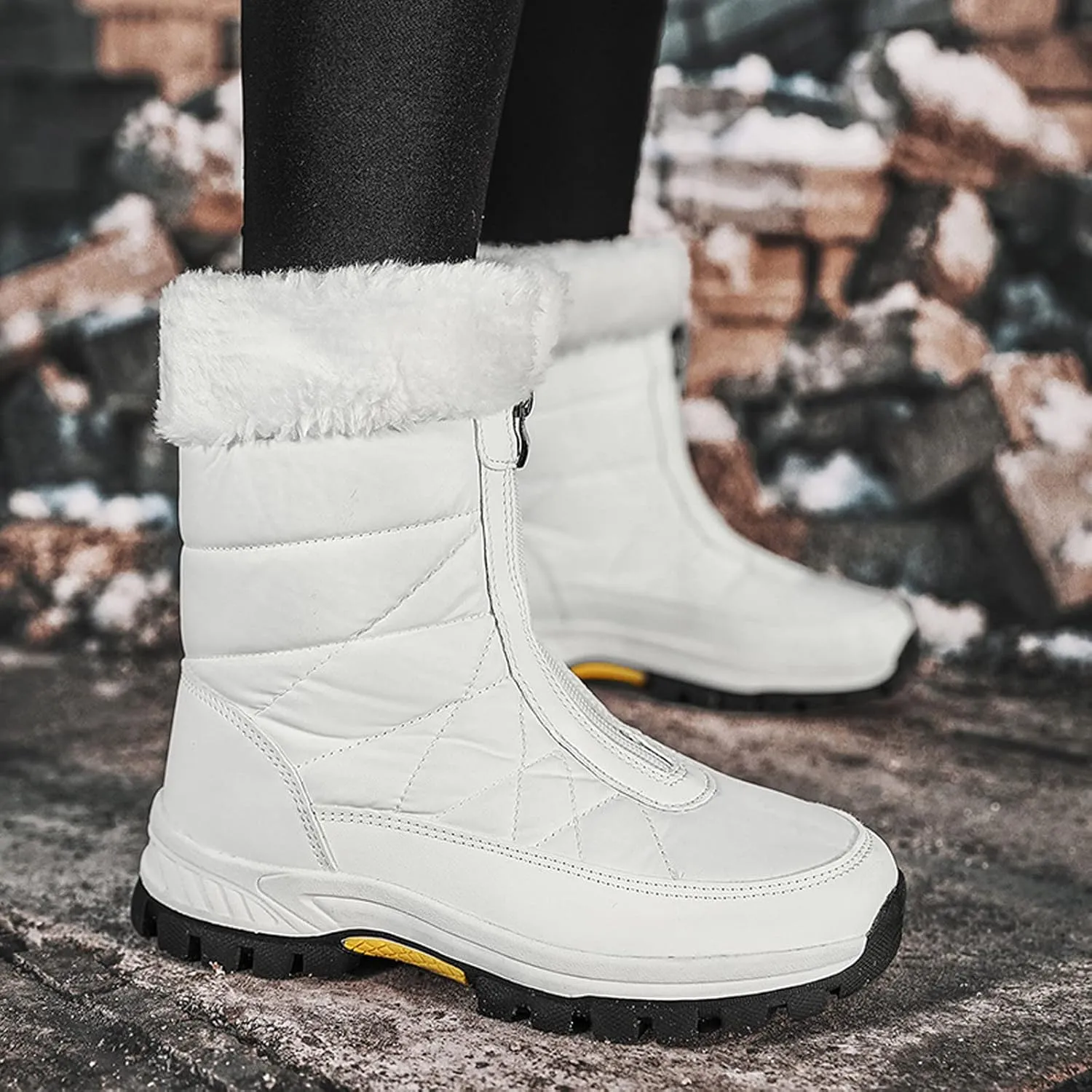 Womens Wide Width Fleece Lined Waterproof Snow Boots Winter Waterproof Boots for Women Tall Women's Waterproof Snow Booties Winter Boots for Women Waterproof Botas De Mujer Para El Frio