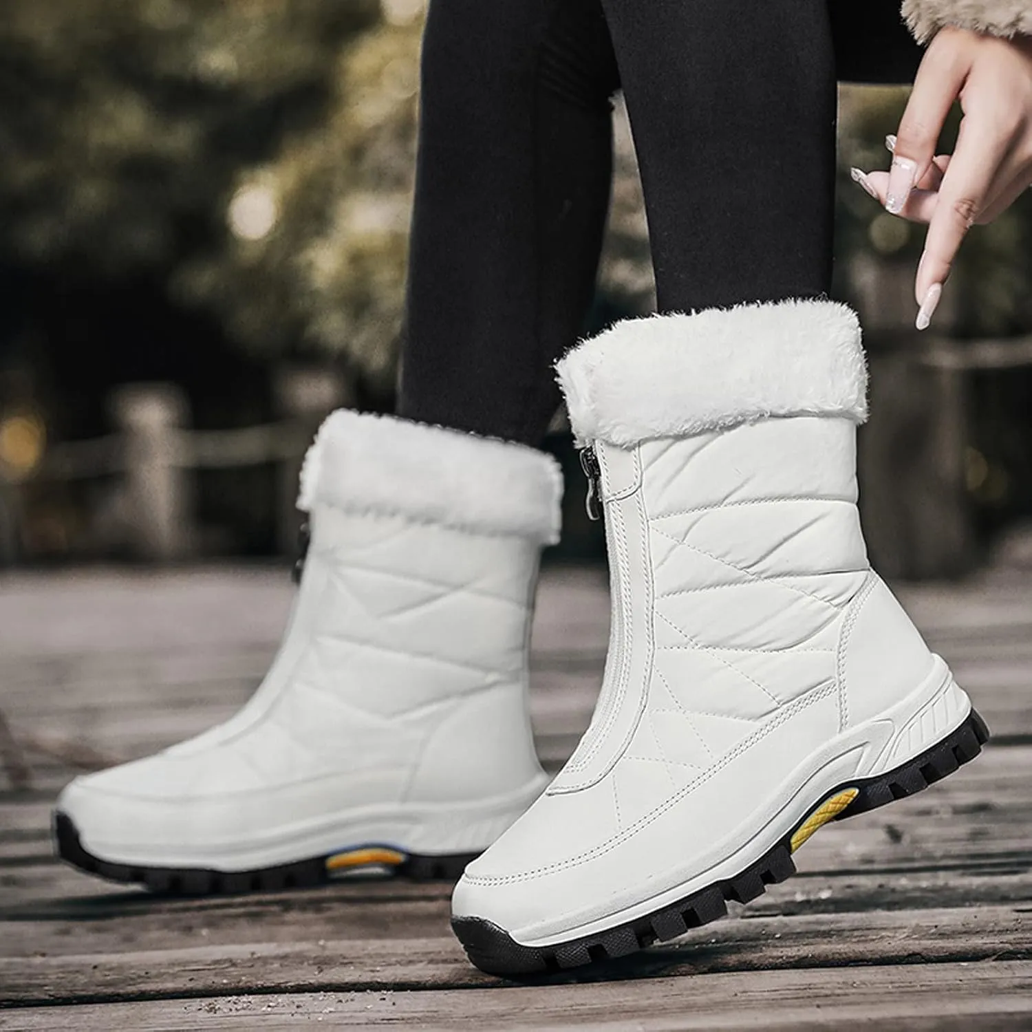 Womens Wide Width Fleece Lined Waterproof Snow Boots Winter Waterproof Boots for Women Tall Women's Waterproof Snow Booties Winter Boots for Women Waterproof Botas De Mujer Para El Frio