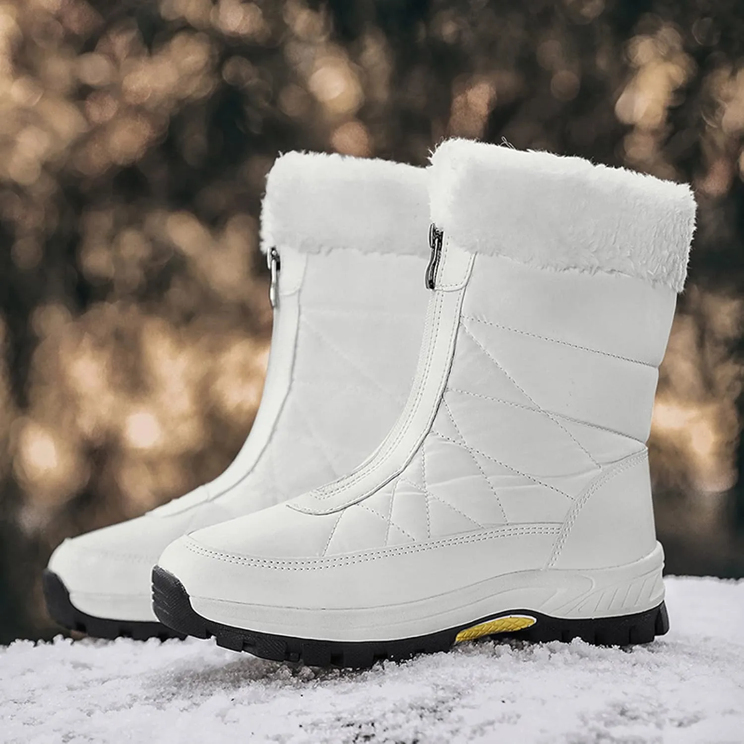 Womens Wide Width Fleece Lined Waterproof Snow Boots Winter Waterproof Boots for Women Tall Women's Waterproof Snow Booties Winter Boots for Women Waterproof Botas De Mujer Para El Frio