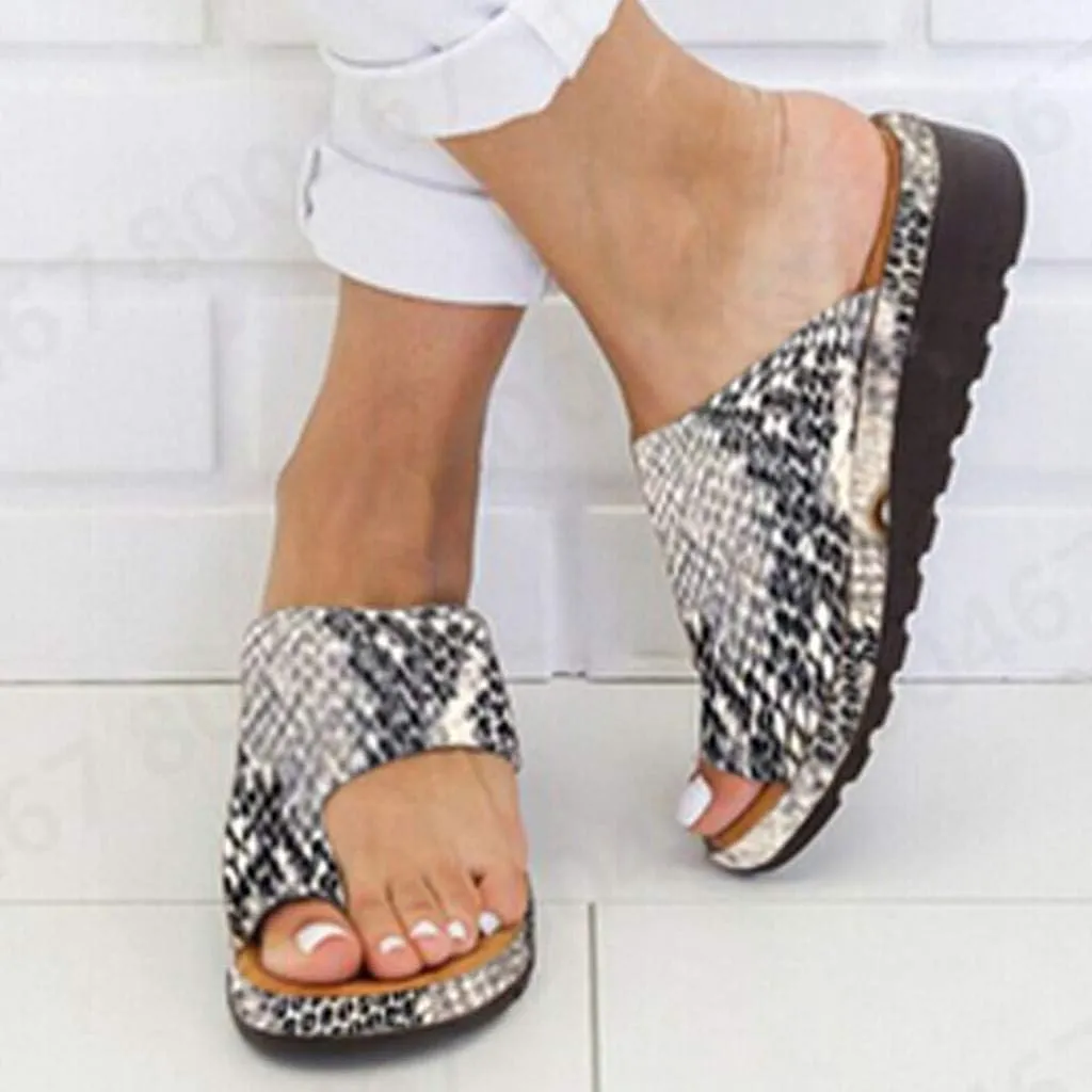 ZBYY Sandals for Womens Toe Ring Leopard Sandals Summer Dressy Beach Travel Flip Flop Slippers Flat Platform Sandals