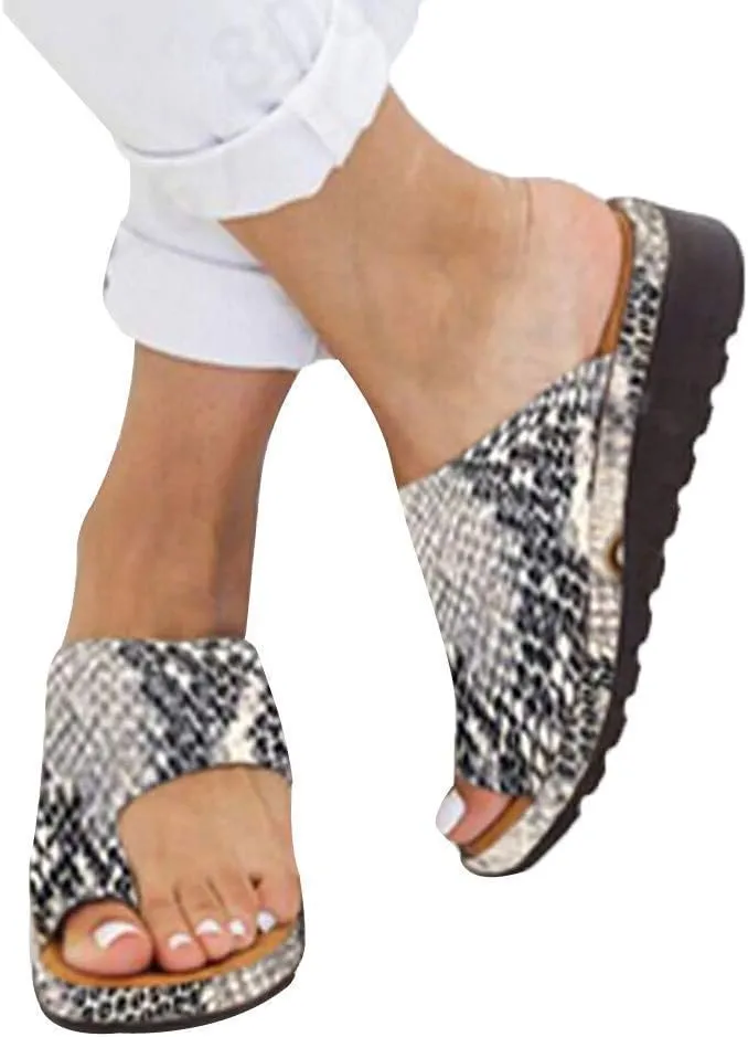 ZBYY Sandals for Womens Toe Ring Leopard Sandals Summer Dressy Beach Travel Flip Flop Slippers Flat Platform Sandals