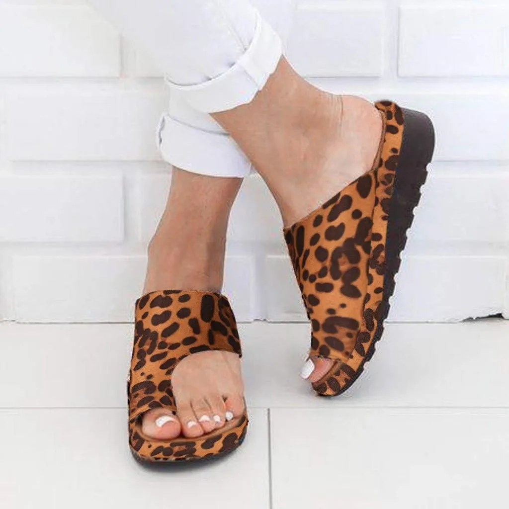 ZBYY Sandals for Womens Toe Ring Leopard Sandals Summer Dressy Beach Travel Flip Flop Slippers Flat Platform Sandals