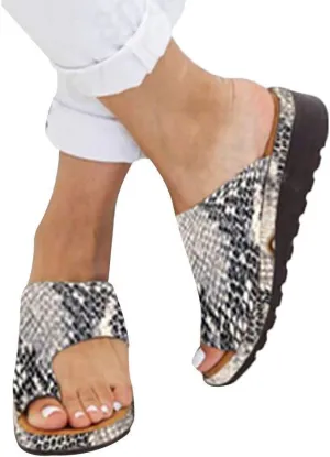 ZBYY Sandals for Womens Toe Ring Leopard Sandals Summer Dressy Beach Travel Flip Flop Slippers Flat Platform Sandals