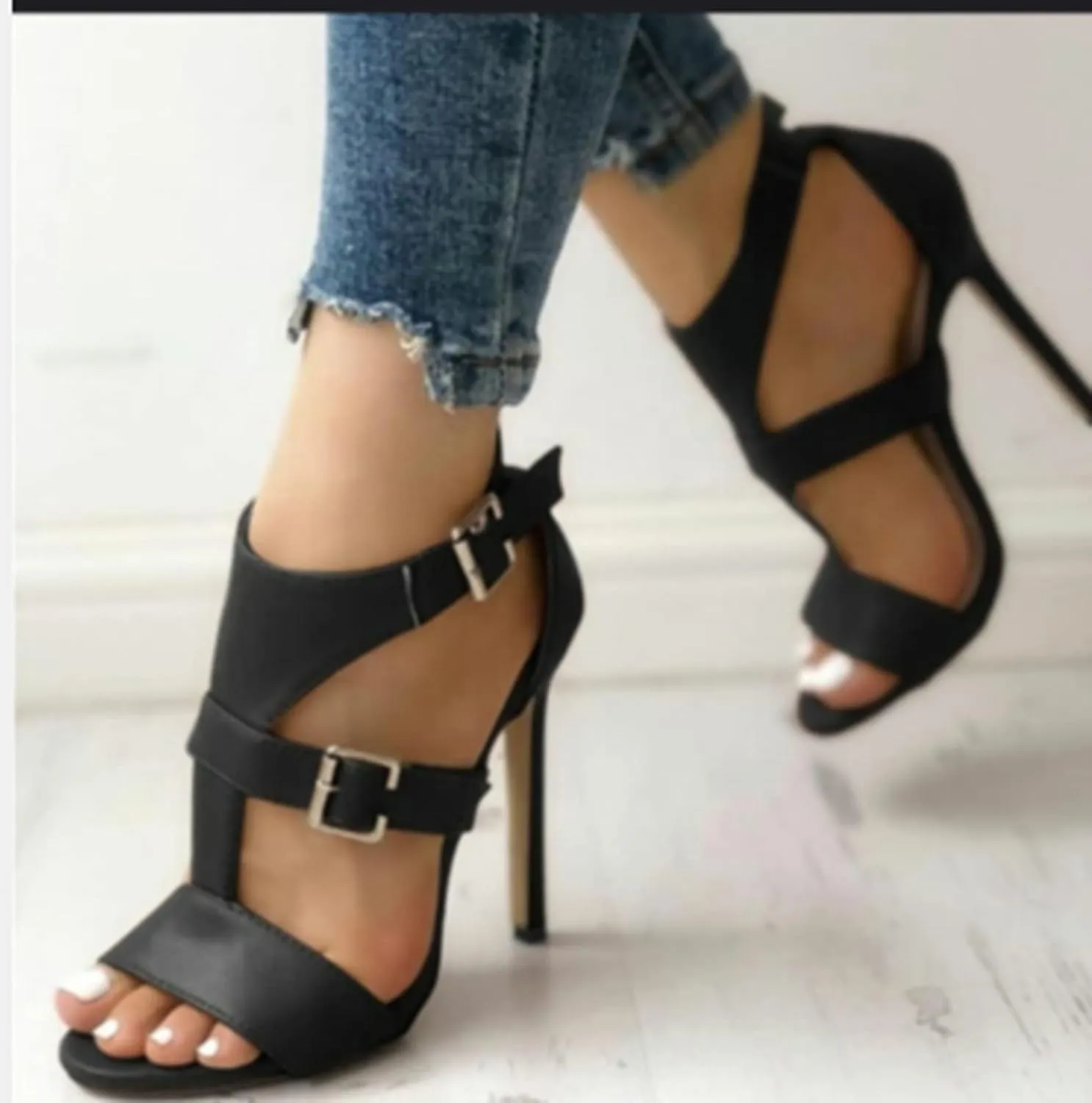 ZBYY Women's Ankle Straps Open Toe Stiletto High Heels Sandals Ankle Strap Wedding Dress High Pump Heeled Sandals