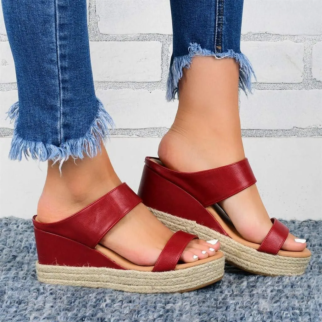 ZBYY Womens Espadrille Wedge Sandals Comfort Summer Espadrille Heel Platform Slide Sandals Open Toe Slip on Shoes