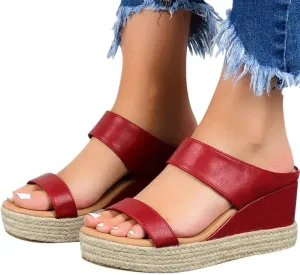 ZBYY Womens Espadrille Wedge Sandals Comfort Summer Espadrille Heel Platform Slide Sandals Open Toe Slip on Shoes
