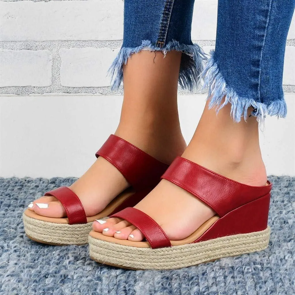 ZBYY Womens Espadrille Wedge Sandals Comfort Summer Espadrille Heel Platform Slide Sandals Open Toe Slip on Shoes