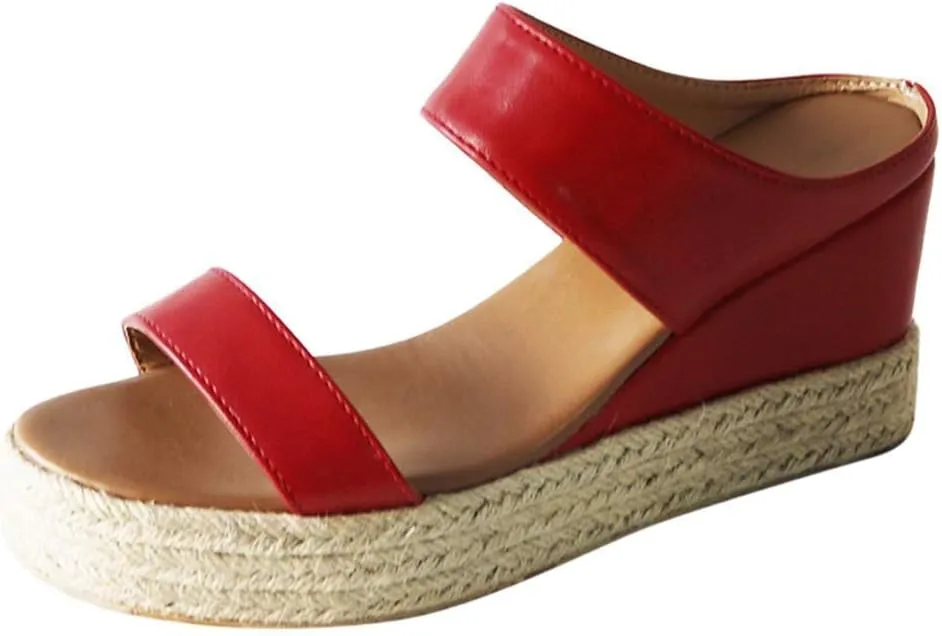 ZBYY Womens Espadrille Wedge Sandals Comfort Summer Espadrille Heel Platform Slide Sandals Open Toe Slip on Shoes