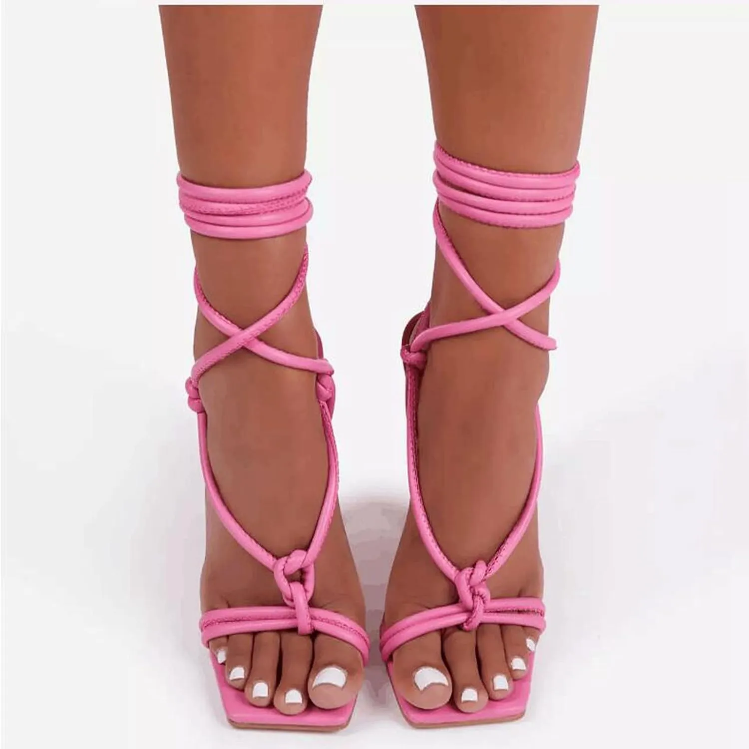 ZBYY Women's Heeled Sandals Dress Square Toe Heels Sandals Slip On Party Strappy Stiletto High Heels Sandals
