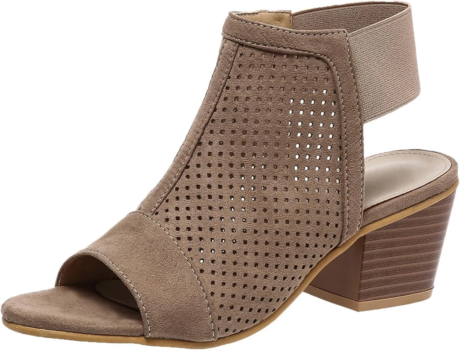 ZSpzx Block Heel Sandals for Women,Comfortable Open Toe Low Chunky Heels Dress Women Boots Cutout Ankle Strap High Heeled Womens Hollow Out Sandal Summer Party Women's Cut Out Booties For Daily Wear