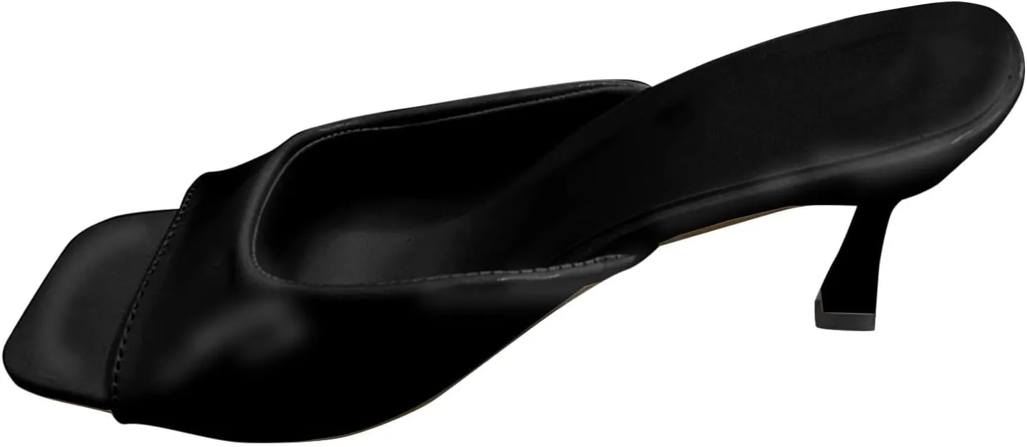 ZSpzx Summer Sandals For Women 2025,Women's Low Heels Stiletto Heeled Sandal Slides Open Square Toe Slip On Mules Dressy Sexy Fashion Comfort Shoes for Party, Wedding, and Vacation