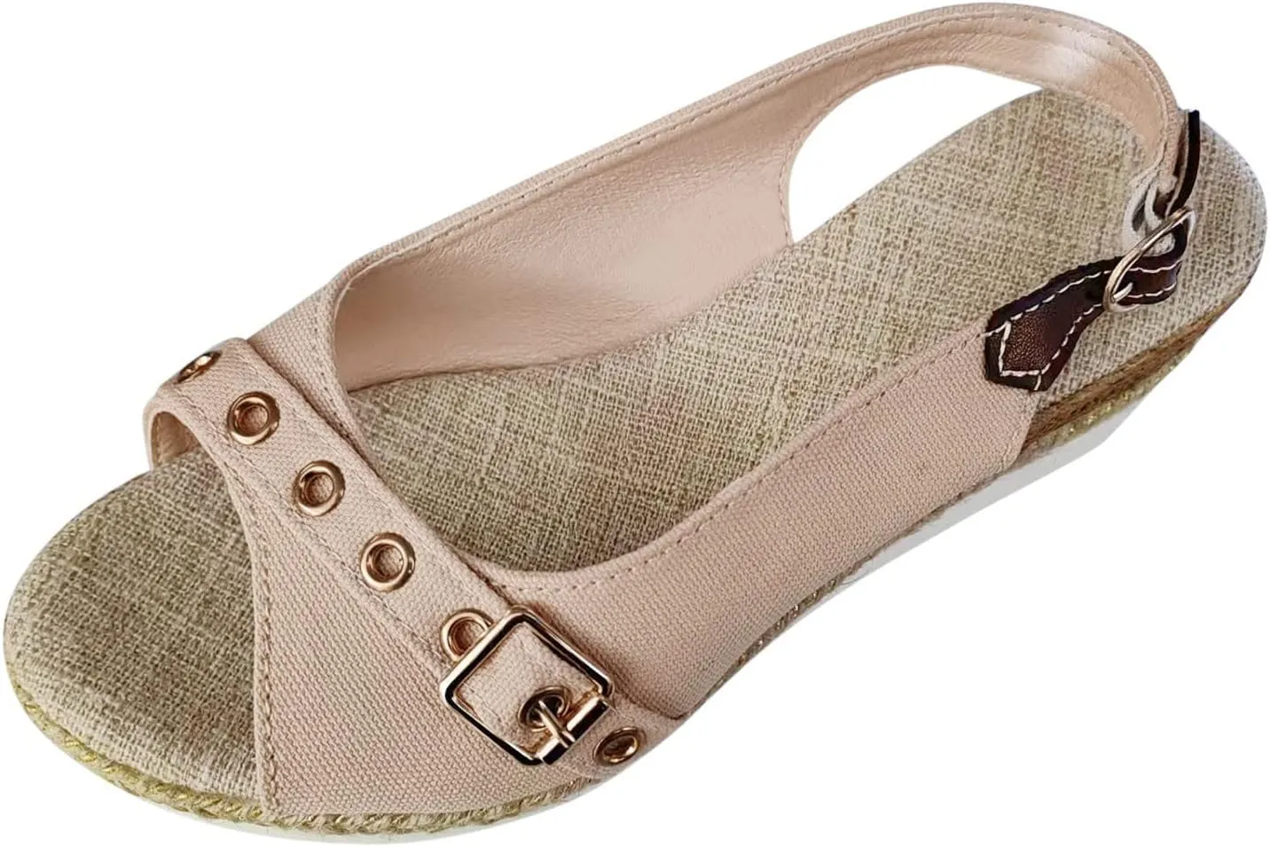 ZSpzx Women's Orthopedic Arch Support Sandals Comfortable Platform Espadrille Wedge for Women Casual Strappy Low Wedges Dressy Summer Beach Fish Mouth Slingback Ankle Strap Outdoor Walking Shoes