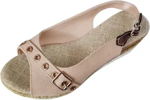 ZSpzx Women's Orthopedic Arch Support Sandals Comfortable Platform Espadrille Wedge for Women Casual Strappy Low Wedges Dressy Summer Beach Fish Mouth Slingback Ankle Strap Outdoor Walking Shoes